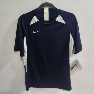 New Men's Nike Dri-fit medium mesh blue white football/soccer jersey breathable